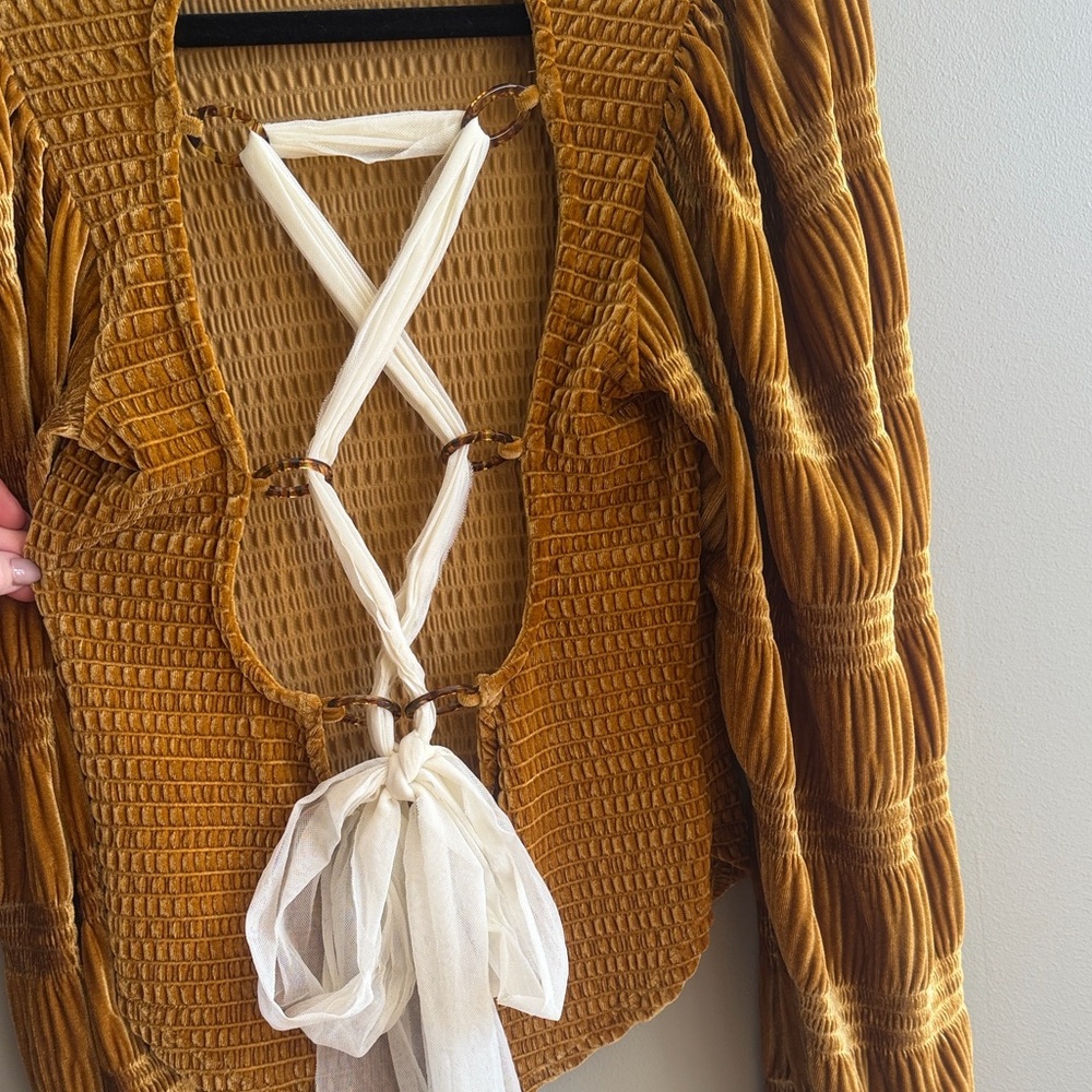 Free People Golden Velvet Lace-Up Back Top - Picture 4 of 4